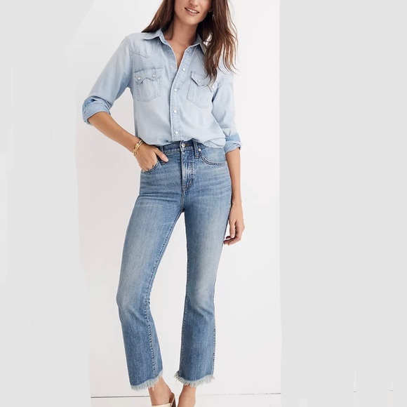 Madwell Cali Demi-Boot Jeans in Comfort Stretch Raw Hem Size 30 - Picture 1 of 16